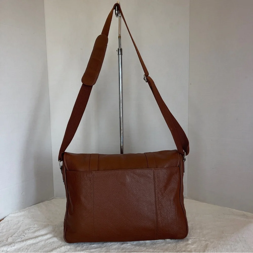 Cole Haan Messenger Leather Bag‎ Flapover Laptop Briefcase Crossbody Brown